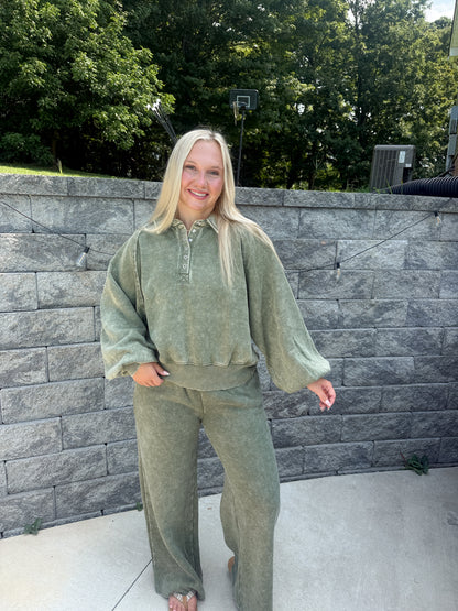 #68. Fall Acid Washed Wide Leg Sweatpant