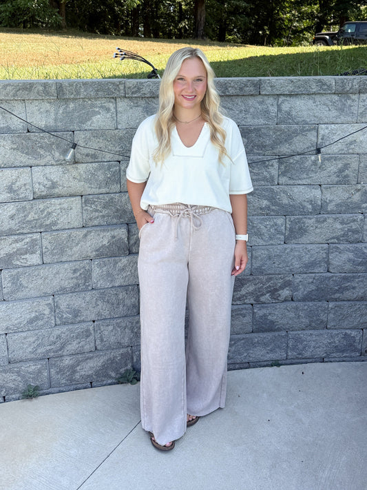 #68. Fall Acid Washed Wide Leg Sweatpant