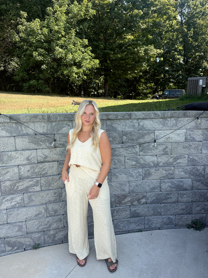 #93. Heathered Smocked Waist Lounge Set