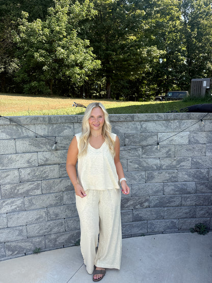 #93. Heathered Smocked Waist Lounge Set