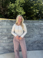 #105. Fitted Long Sleeve Ribbed Henley Knit Top