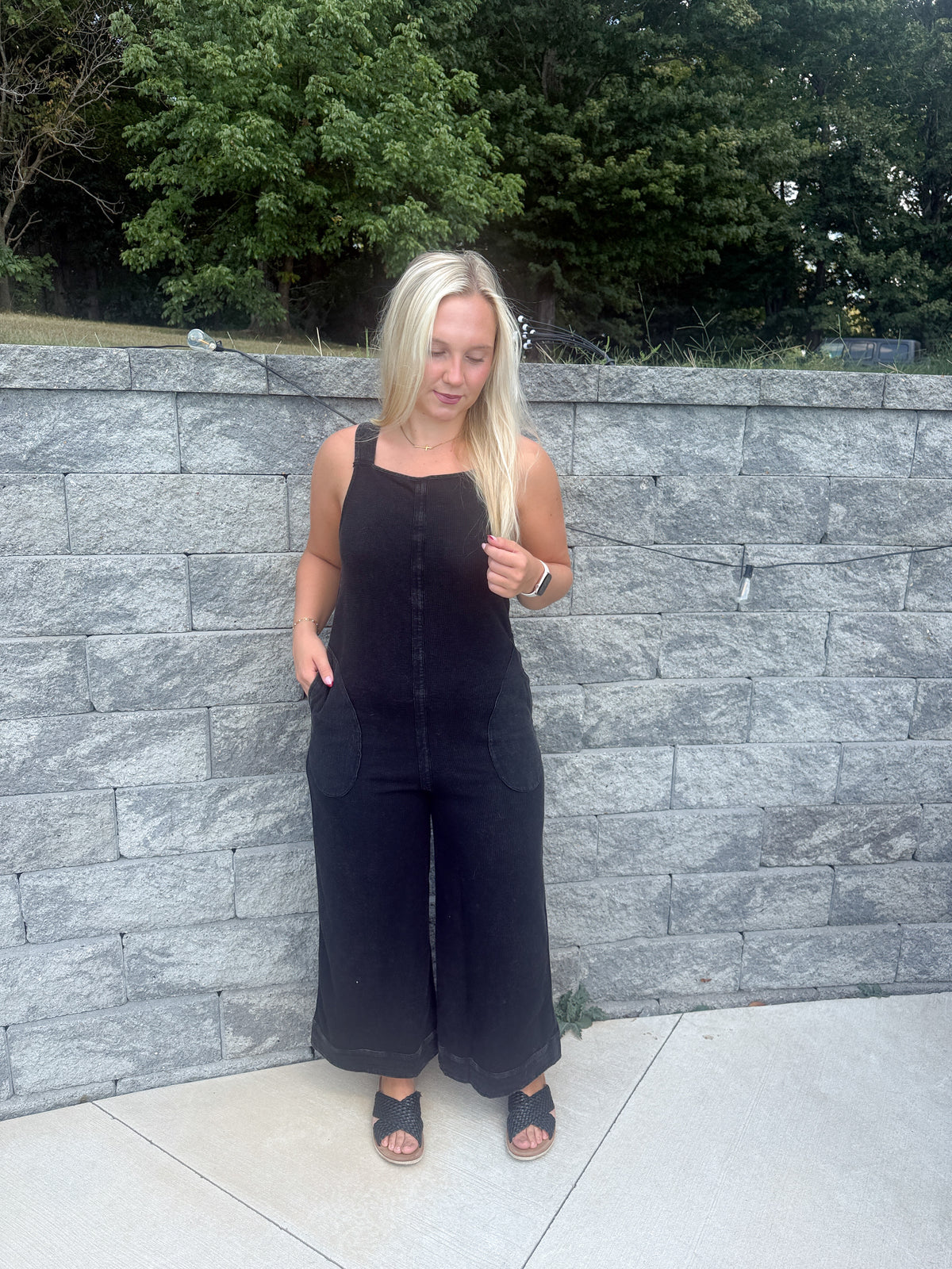 #109. Mineral Washed Waffle Knit Jumpsuit