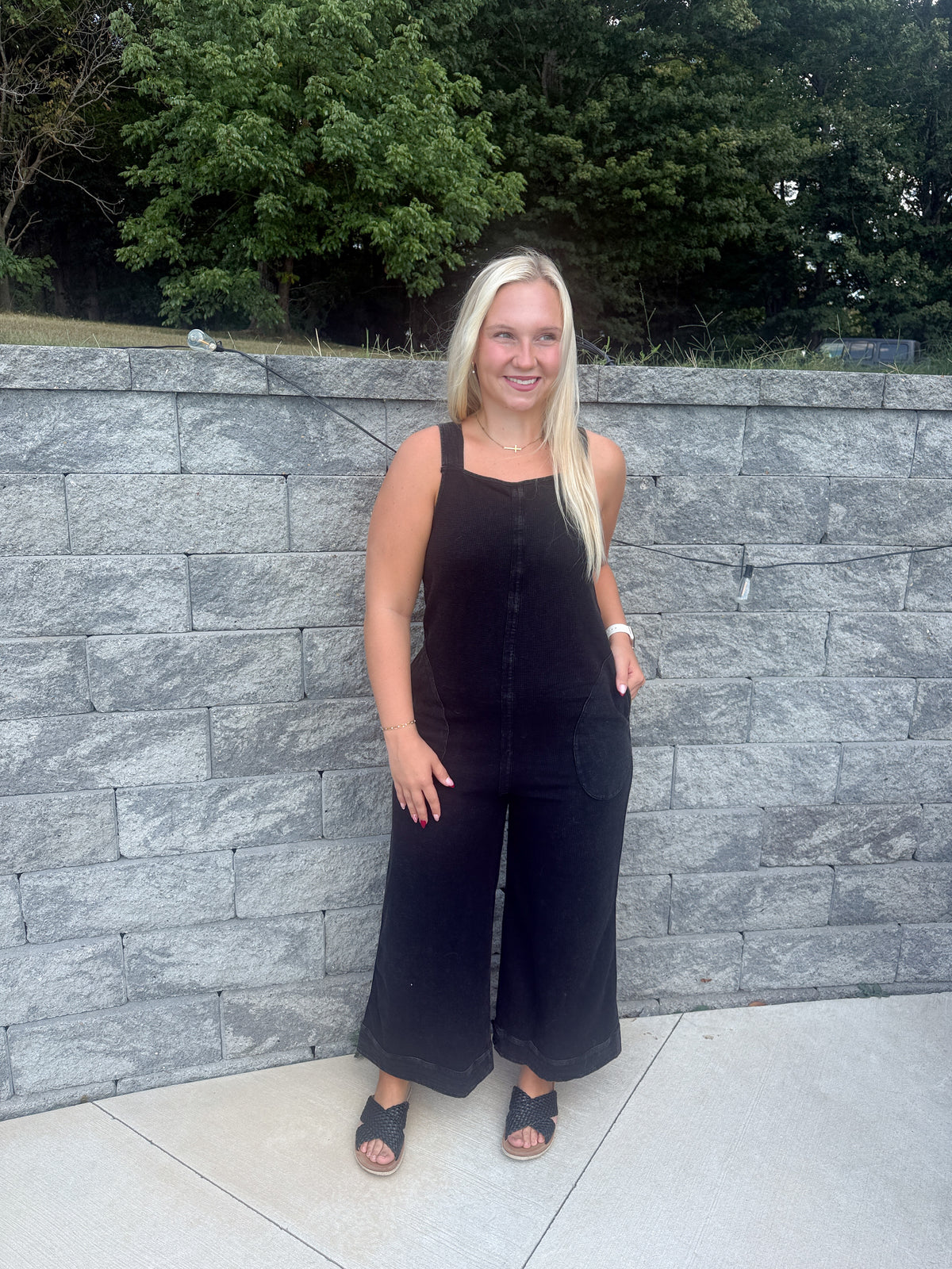 #109. Mineral Washed Waffle Knit Jumpsuit