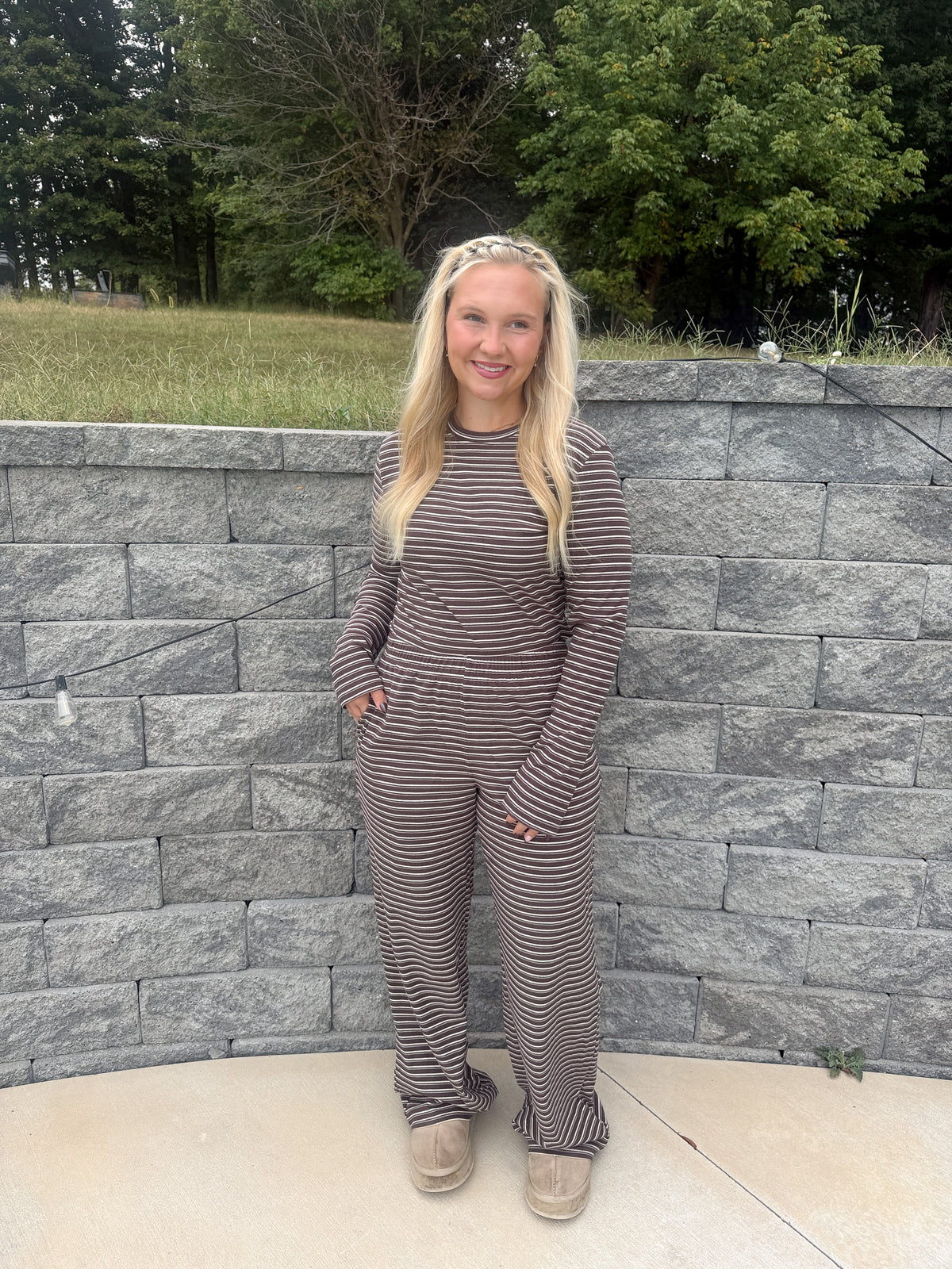 #111. Stripe Long Sleeve Pants Set