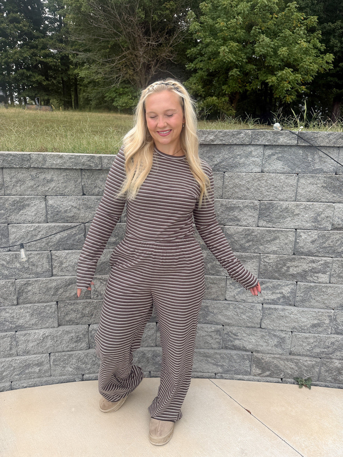 #111. Stripe Long Sleeve Pants Set