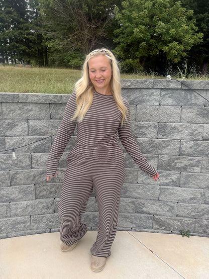 #111. Stripe Long Sleeve Pants Set