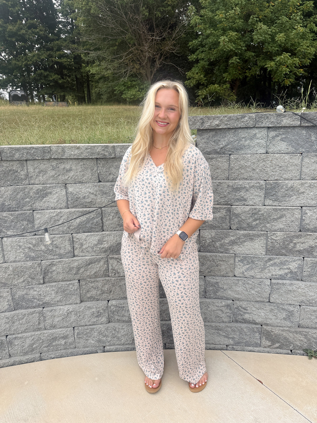 #114. Floral Ribbed Set