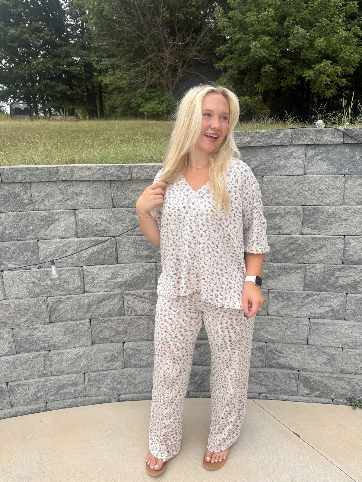 #114. Floral Ribbed Set