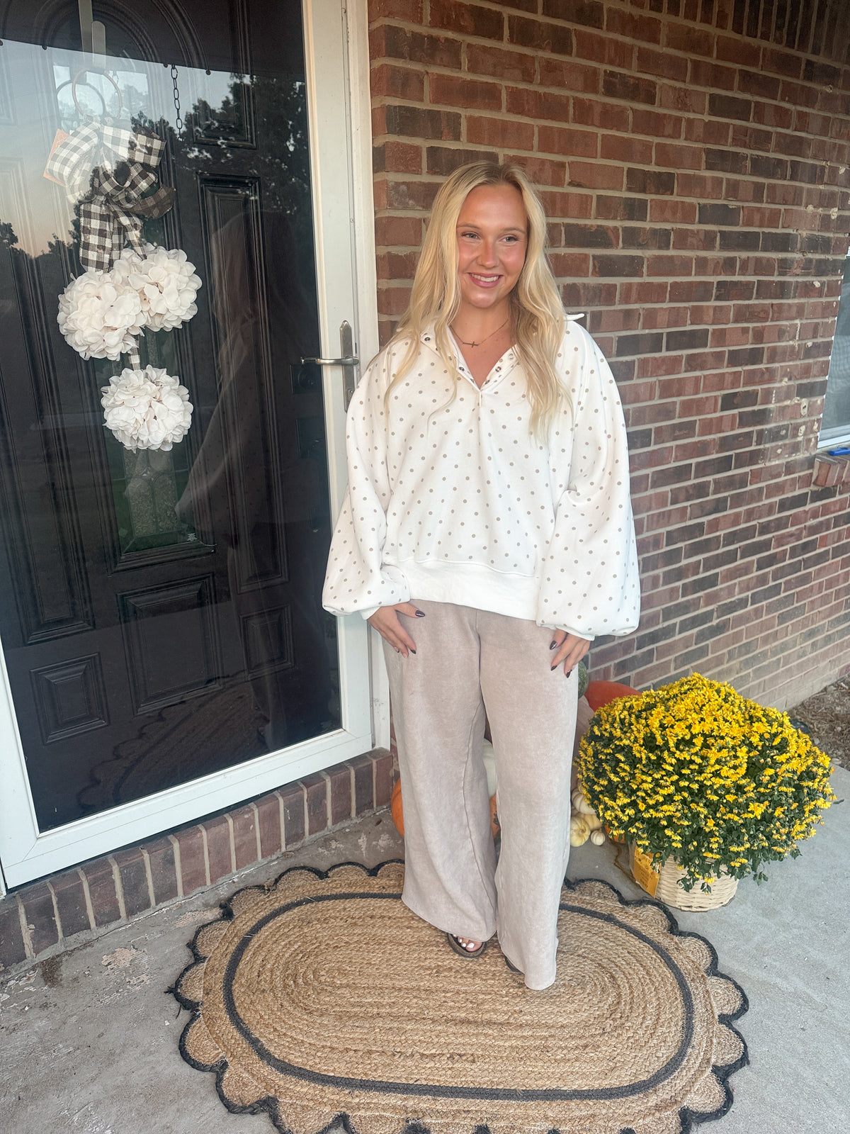 #138. Polkadot Half Button Sweatshirt