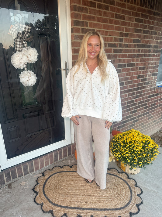 #138. Polkadot Half Button Sweatshirt