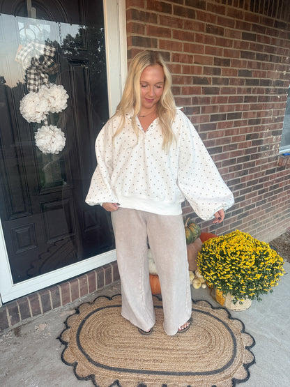 #138. Polkadot Half Button Sweatshirt