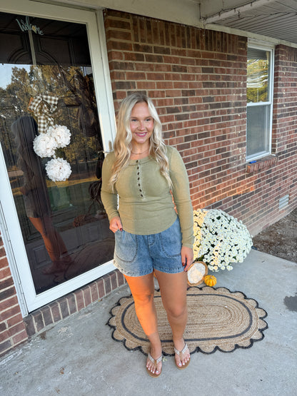 #62. Fitted Long Sleeve Button Top