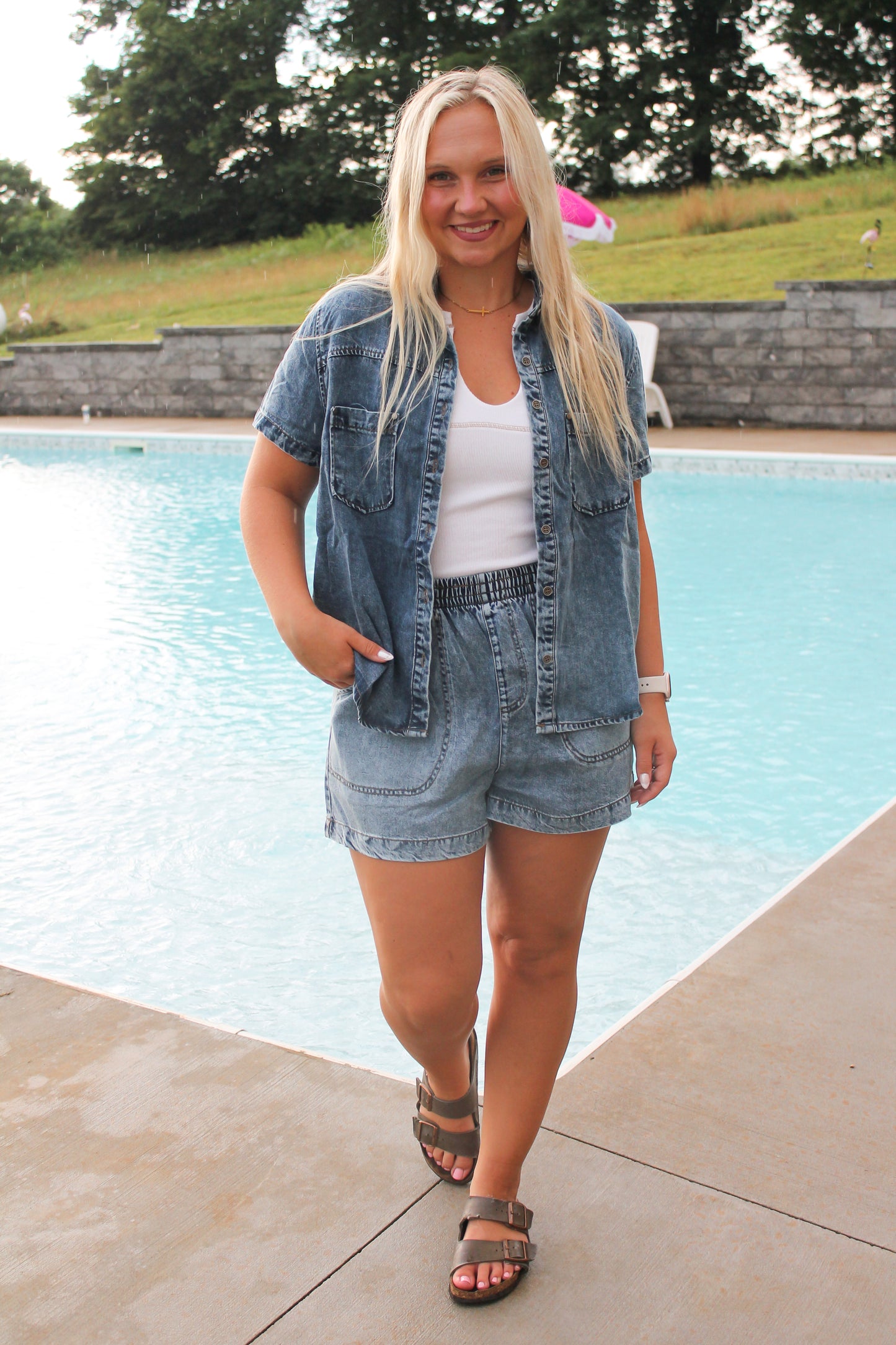#36. Denim Button Short Sleeve