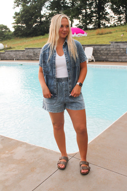 #36. Denim Button Short Sleeve