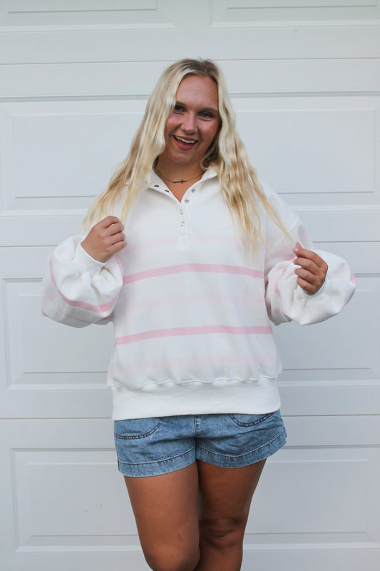 #46. Collar Half Snap Sweatshirt