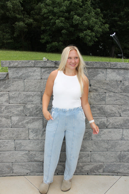 #59. Acid Washed Denim Barrel Pants