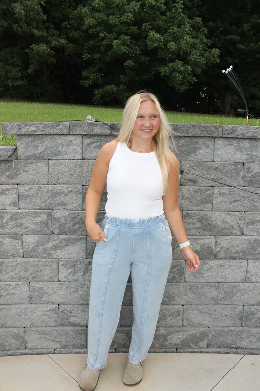 #59. Acid Washed Denim Barrel Pants