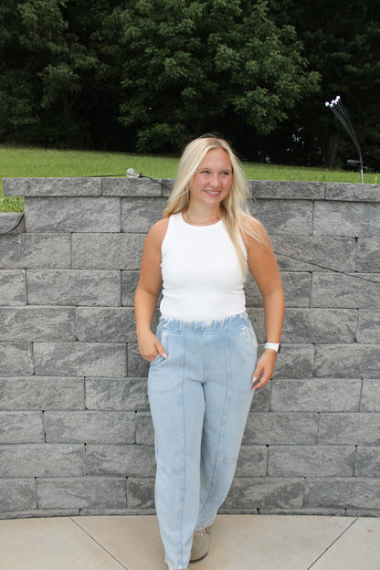 #59. Acid Washed Denim Barrel Pants