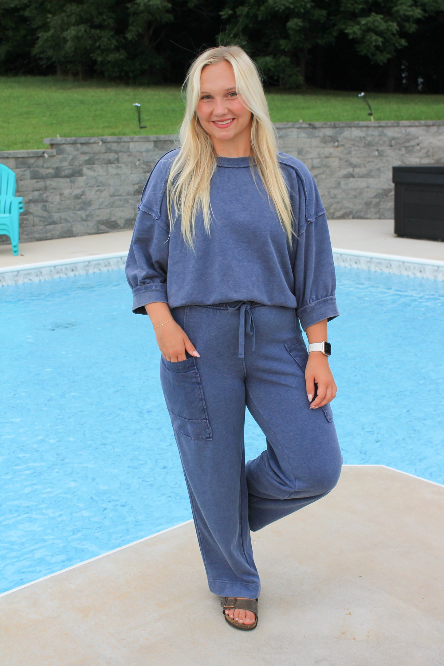 #64. Mineral Washed Puff Sleeve Set