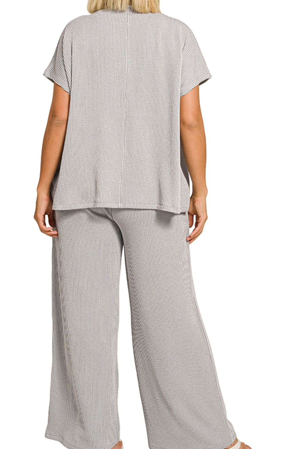 #193. Plus raised rib short sleeve tee & pants set
