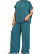 #193. Plus raised rib short sleeve tee & pants set