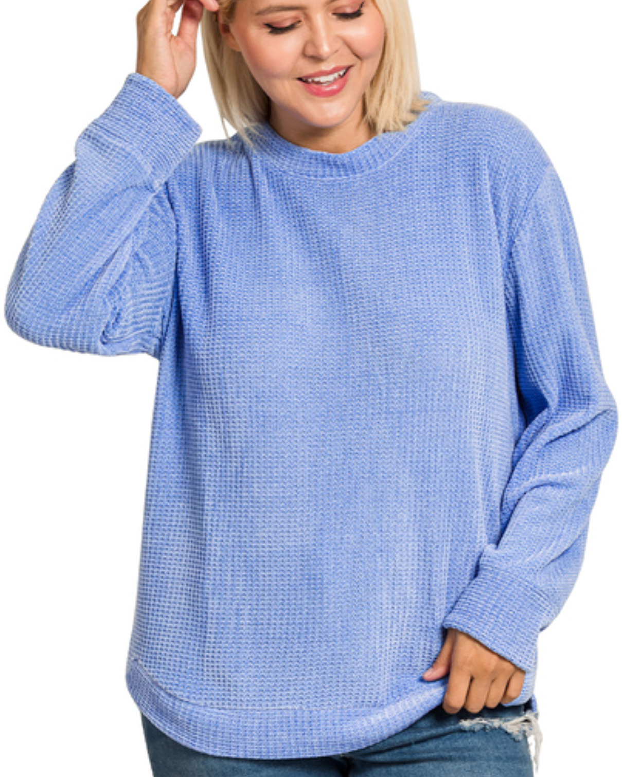 Waffle Round Neck Long Sleeve