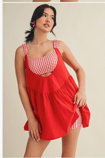 #3. Gingham Print Double Layered Play Dress