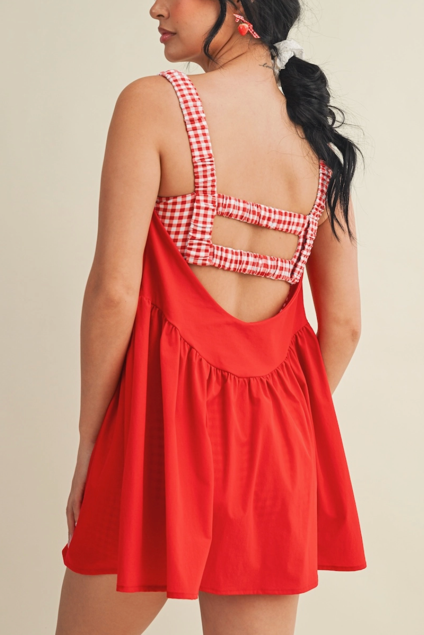 #3. Gingham Print Double Layered Play Dress