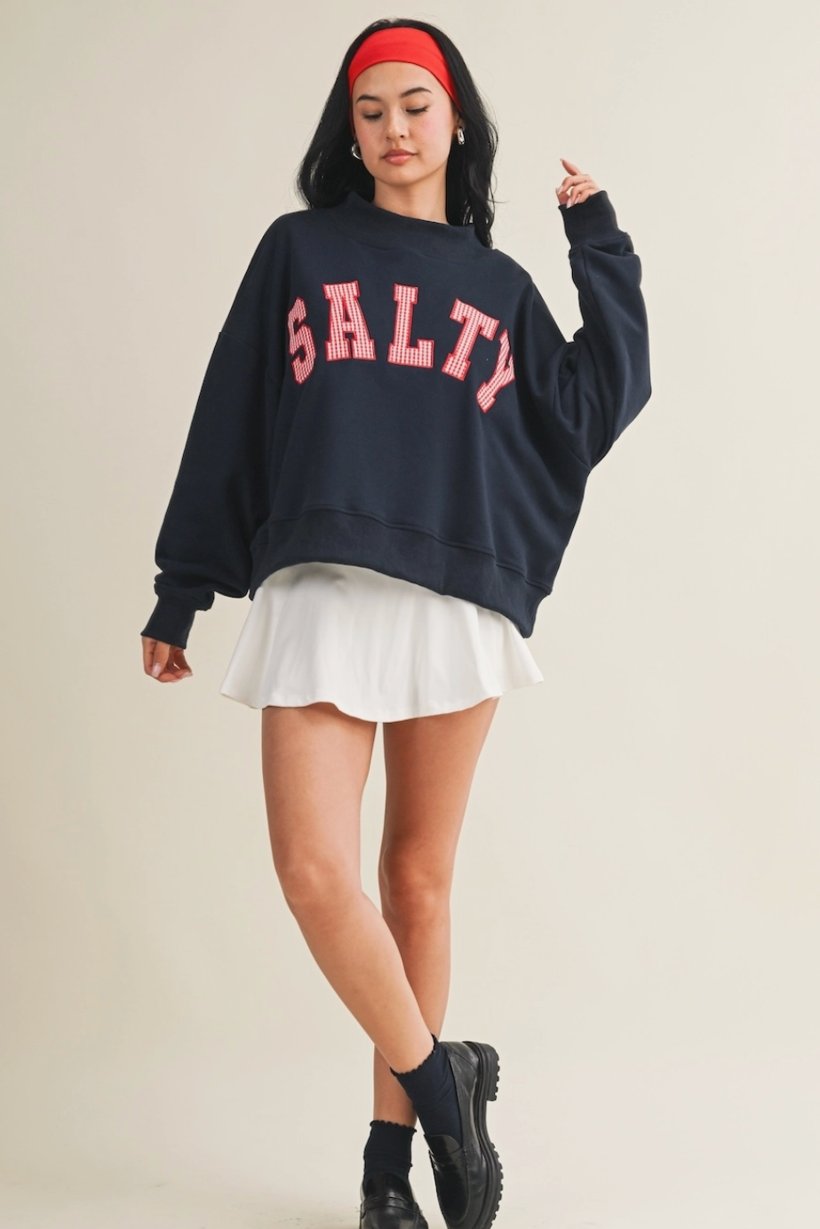 #4. Salty Oversized Mock Neck Sweatshirt